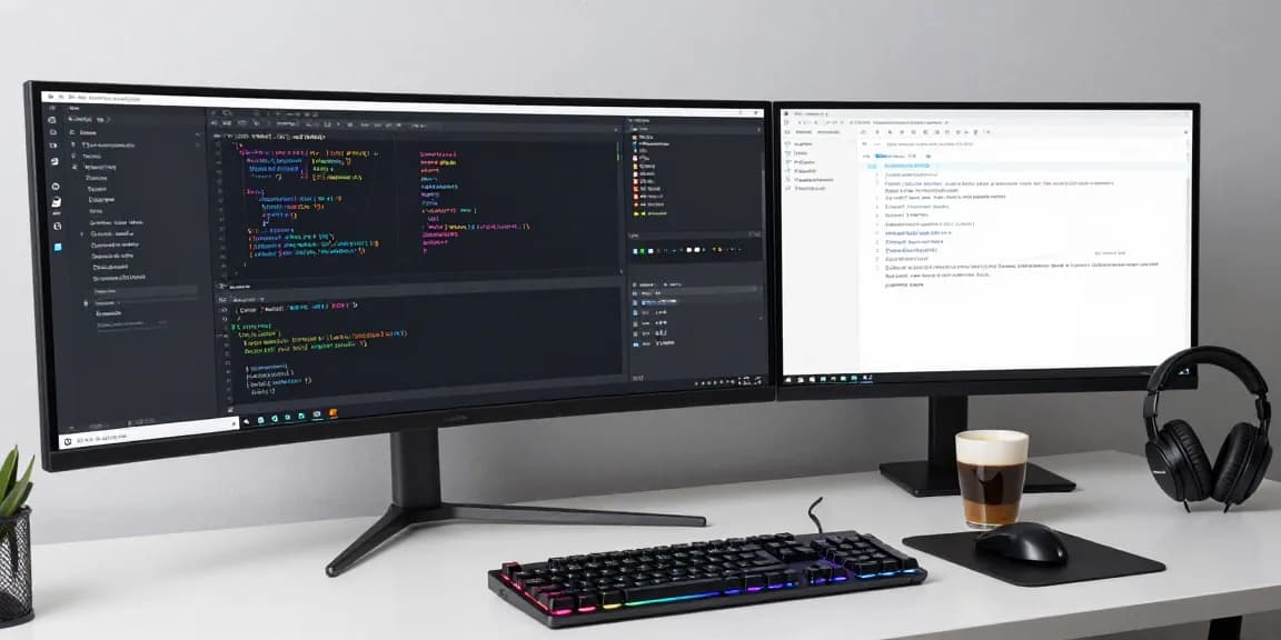 Moderne Unternehmenswebsites, Software-Entwicklung, Cloud-Computing und KI-Technologie in einem professionellen Umfeld.